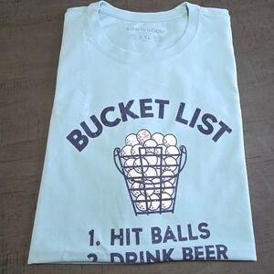 Life is Good "Bucket List Hit Balls Drink Beer" Graphic Tee XXL NWOT